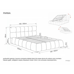 Łóżko pikowane Parma Raven 160x200 | Signal - Komfort i styl