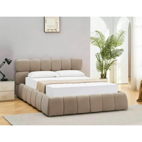 Łóżko pikowane Parma Velvet 140x200 - Signal | Beżowy pojemnik