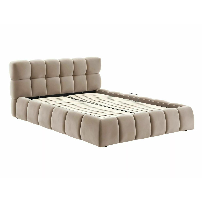 Łóżko pikowane Parma Velvet 140x200 - Signal | Beżowy pojemnik