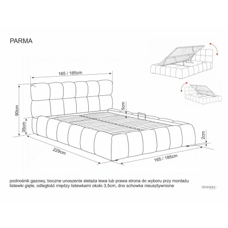 Łóżko pikowane Parma Velvet 140x200 - Signal | Beżowy pojemnik