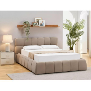 Łóżko pikowane Parma Velvet 160x200 - Signal | Schowek, Beż