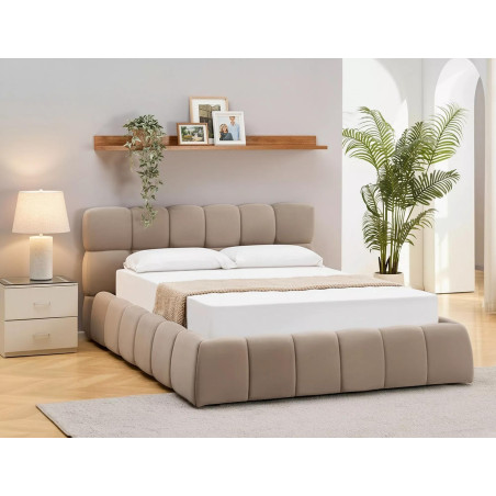 Łóżko pikowane Parma Velvet 160x200 - Signal | Schowek, Beż