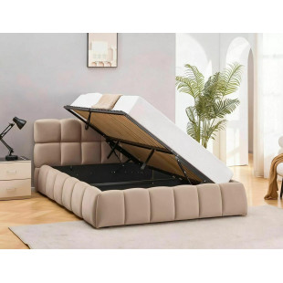 Łóżko pikowane Parma Velvet 160x200 - Signal | Schowek, Beż