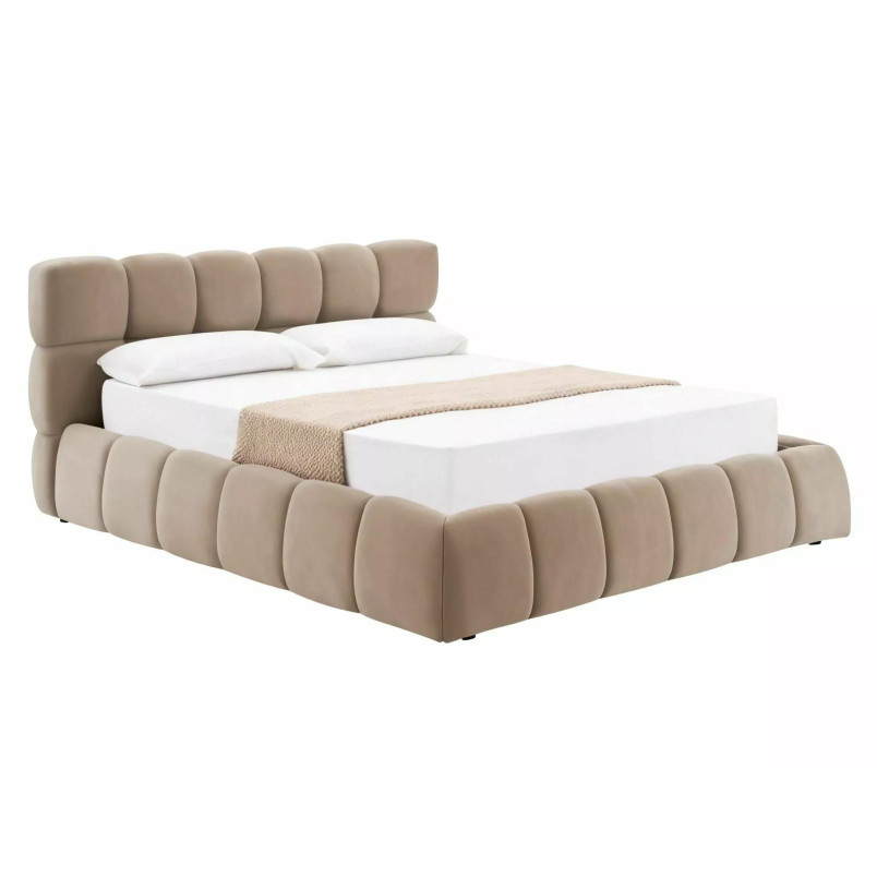 Łóżko pikowane Parma Velvet 160x200 - Signal | Schowek, Beż