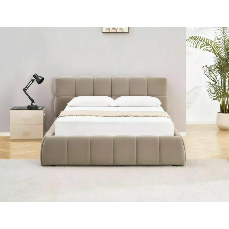 Łóżko pikowane Parma Velvet 160x200 - Signal | Schowek, Beż