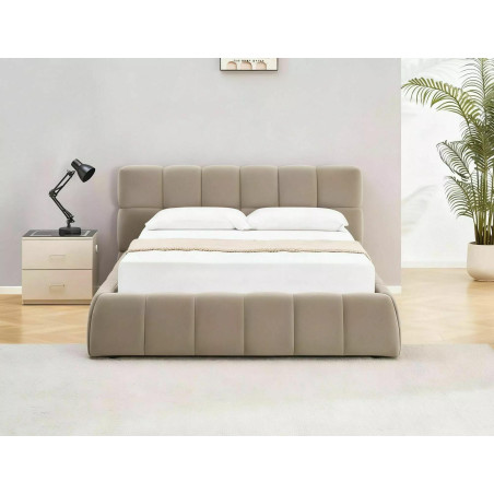Łóżko pikowane Parma Velvet 160x200 - Signal | Schowek, Beż