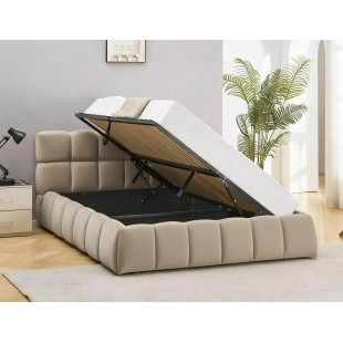 Łóżko pikowane Parma Velvet 160x200 - Signal | Schowek, Beż