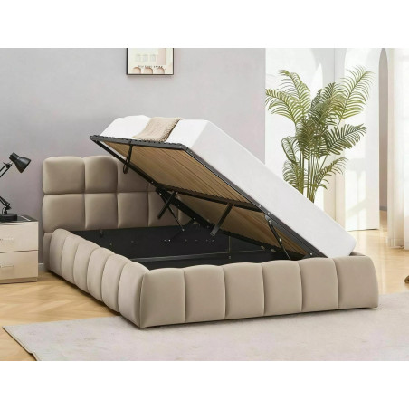 Łóżko pikowane Parma Velvet 160x200 - Signal | Schowek, Beż