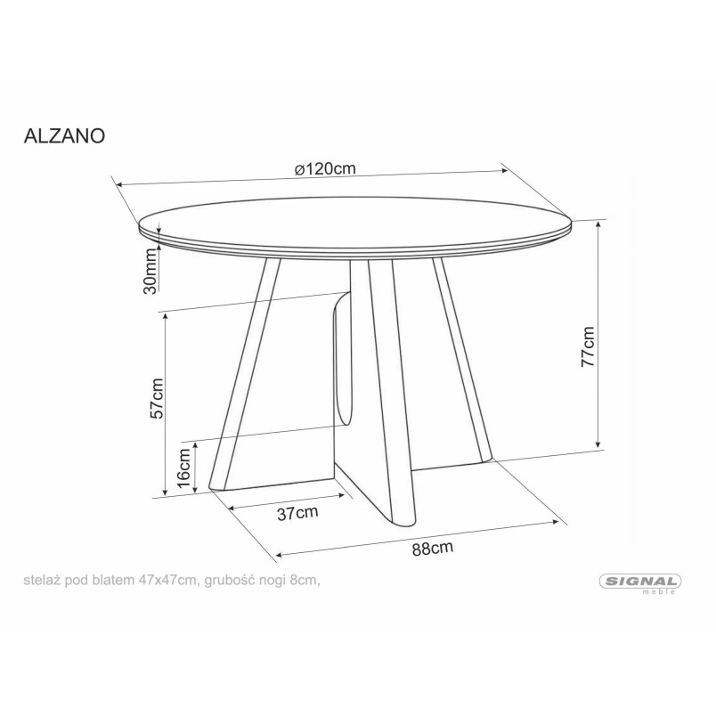 Stół okrągły Alzano Ceramic 120cm - Signal | Elegancki design