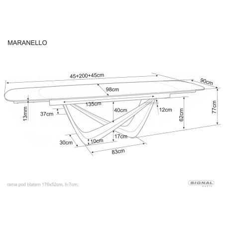 Stół Maranello Ceramic Signal | Rozkładany, Szkło + Ceramika