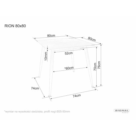 Stół ceramiczny kwadratowy Rion 80cm Signal - Elegancki design