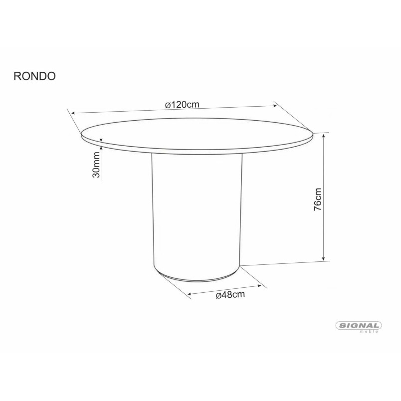 Stół Rondo 120cm Signal - Okrągły, Jedna Noga | Kup Teraz