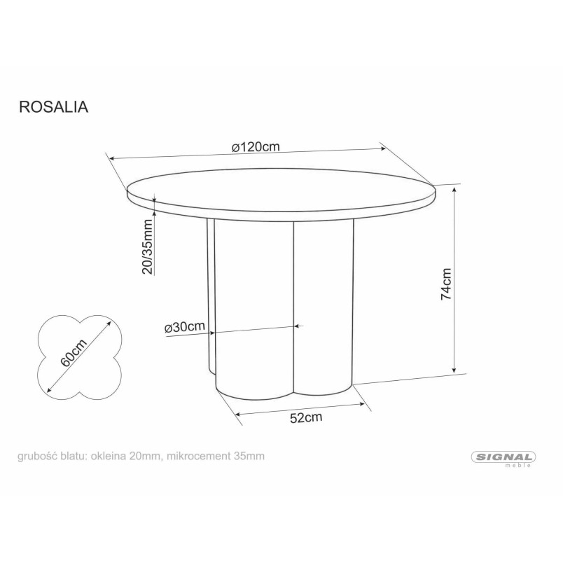 Stół okrągły Japandi Rosalia 120cm Signal - Elegancki design