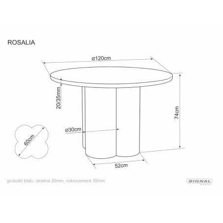 Stół mikrocement Rosalia 120cm szary - Signal | Nowoczesny design