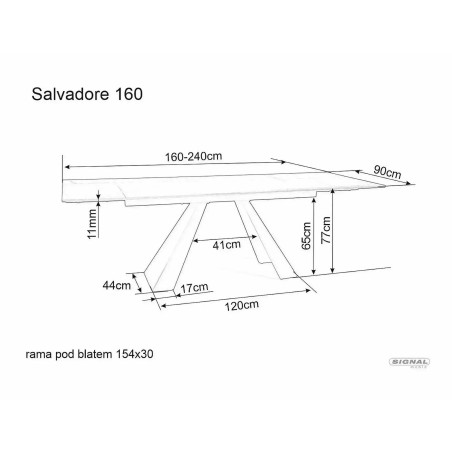 Stół rozkładany Salvadore Ceramic 160-240x90 Signal | Elegancki design