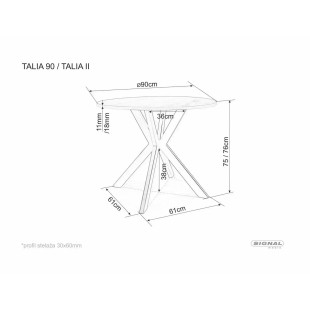 Stół okrągły Talia 90cm Signal | Trawertyn / Kaszmir
