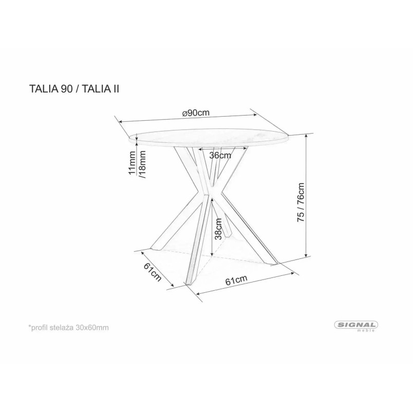 Stół okrągły Talia 90cm Signal | Trawertyn / Kaszmir