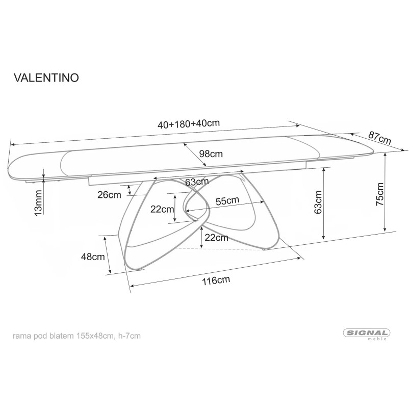 Stół rozkładany Valentino Ceramic 180-260 Signal - Luksus i funkcjonalność