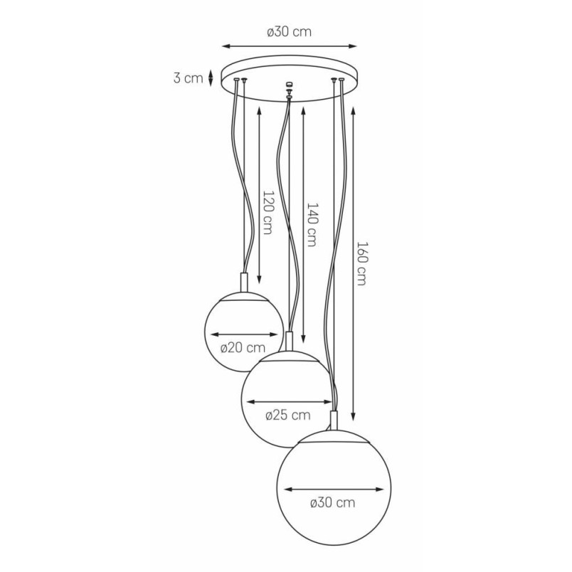 Lampa wisząca 3 kule białe Kaspa Alur III - Nowoczesny design