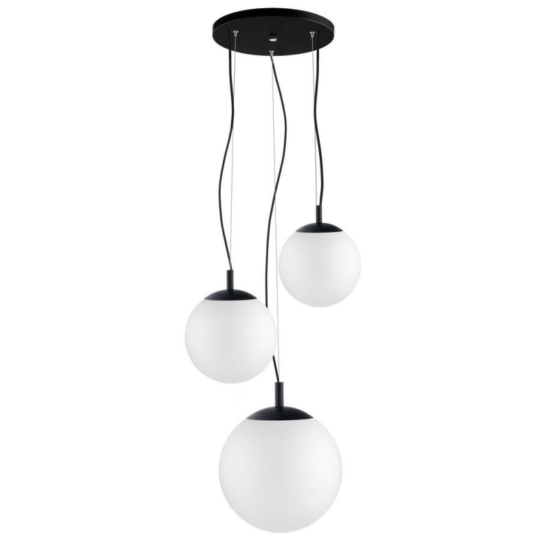 Lampa wisząca 3 kule biały/czarny Kaspa Alur III | Sklep z lampami