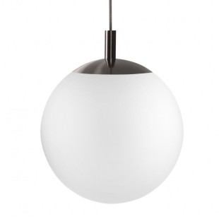 Lampa wisząca kula Kaspa | Szklana, biało-tytanowa, 40cm