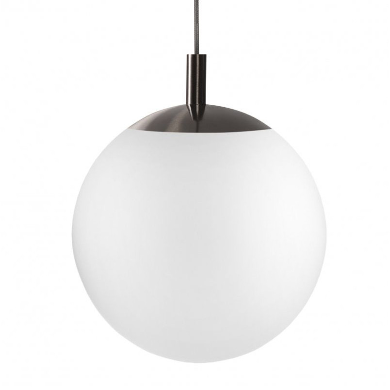 Lampa wisząca kula Kaspa | Szklana, biało-tytanowa, 40cm