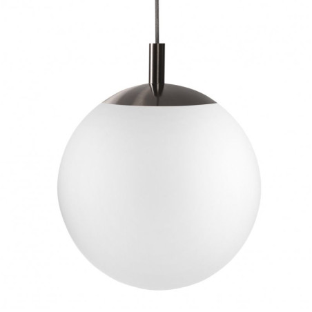 Lampa wisząca kula Kaspa | Szklana, biało-tytanowa, 40cm