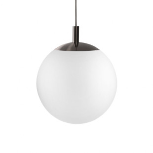 Lampa wisząca kula Kaspa | Szklana, biało-tytanowa, 40cm