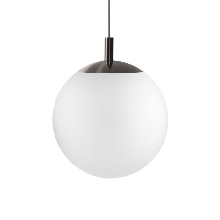 Lampa wisząca kula Kaspa | Szklana, biało-tytanowa, 40cm