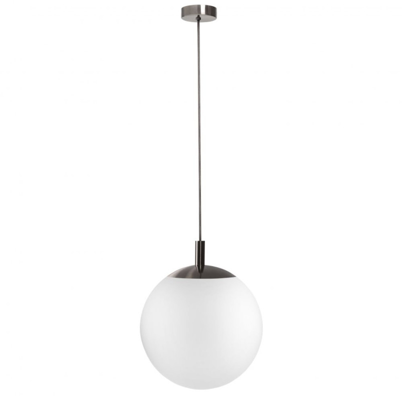 Lampa wisząca kula Kaspa | Szklana, biało-tytanowa, 40cm