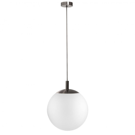 Lampa wisząca kula Kaspa | Szklana, biało-tytanowa, 40cm