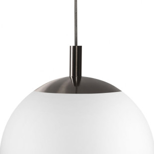Lampa wisząca kula Kaspa | Szklana, biało-tytanowa, 40cm