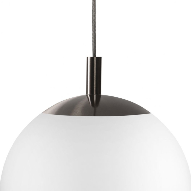Lampa wisząca kula Kaspa | Szklana, biało-tytanowa, 40cm