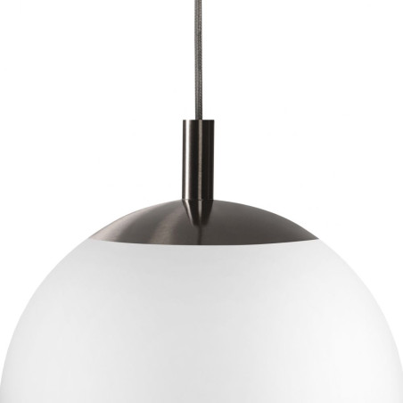 Lampa wisząca kula Kaspa | Szklana, biało-tytanowa, 40cm