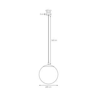 Lampa wisząca kula Kaspa | Szklana, biało-tytanowa, 40cm