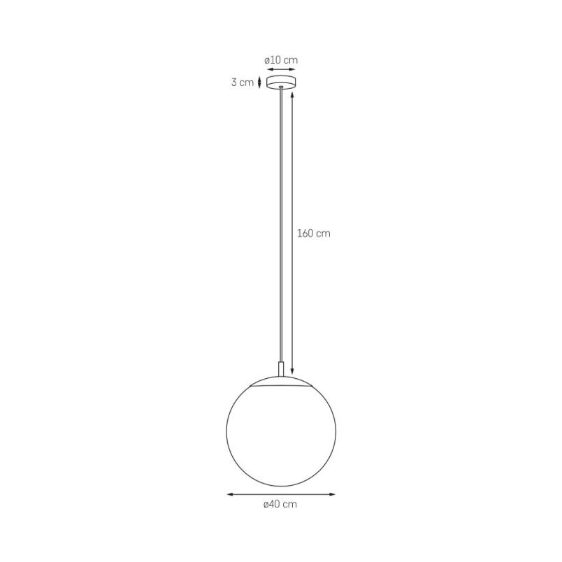 Lampa wisząca kula Kaspa | Szklana, biało-tytanowa, 40cm