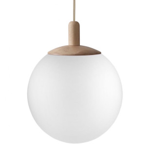 Lampa wisząca kula Alur Wood | Biały/Drewno | Kaspa