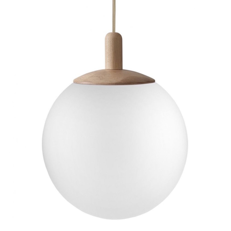 Lampa wisząca kula Alur Wood | Biały/Drewno | Kaspa