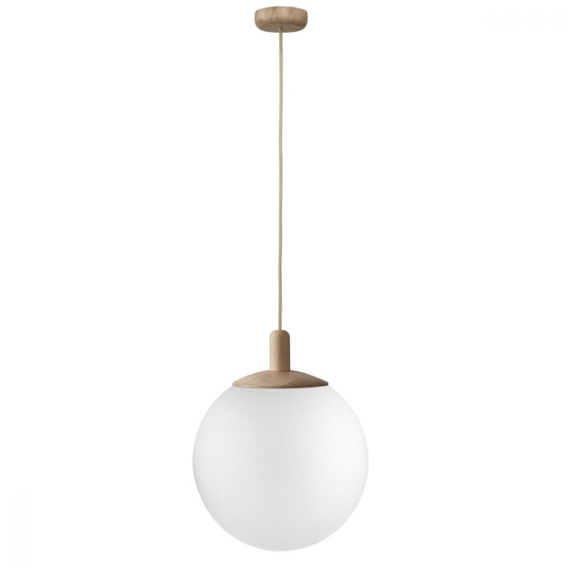 Lampa wisząca kula Alur Wood | Biały/Drewno | Kaspa