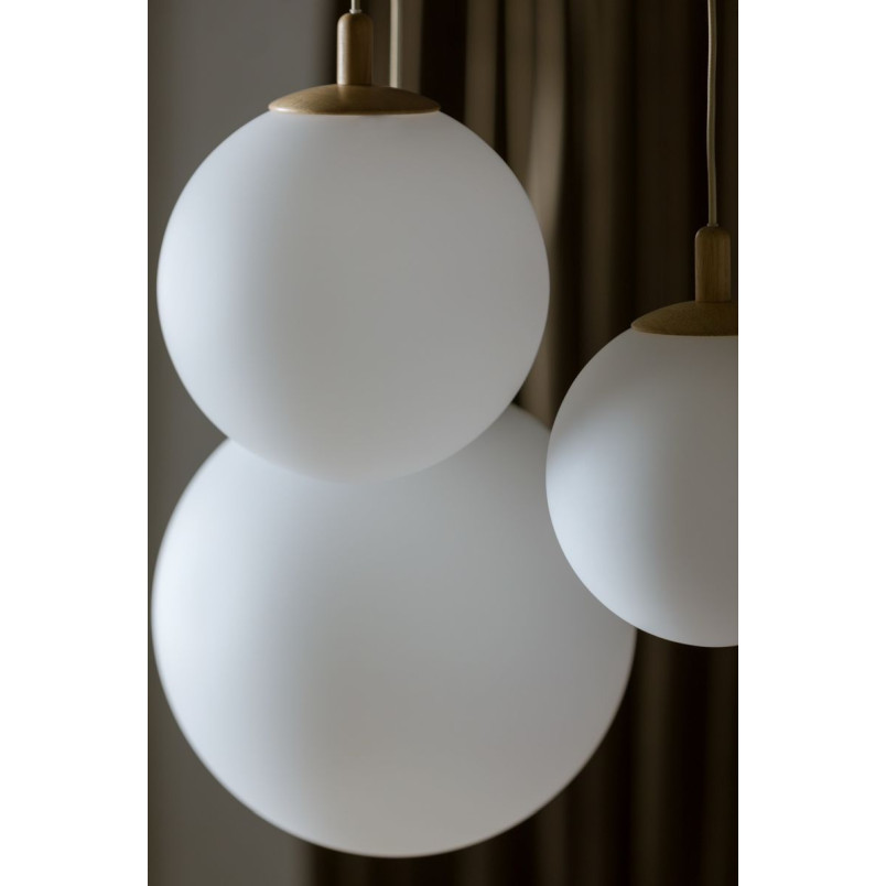 Lampa wisząca kula Alur Wood | Biały/Drewno | Kaspa