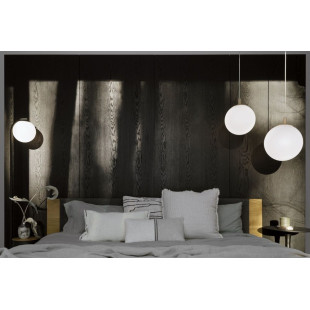 Lampa wisząca kula Alur Wood | Biały/Drewno | Kaspa