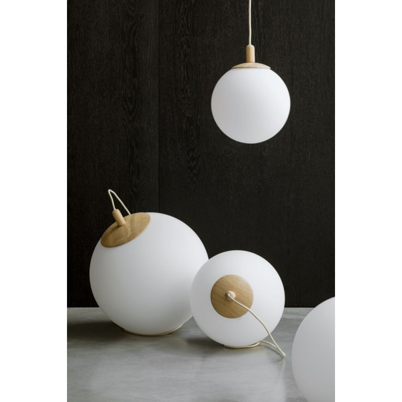 Lampa wisząca kula Alur Wood | Biały/Drewno | Kaspa