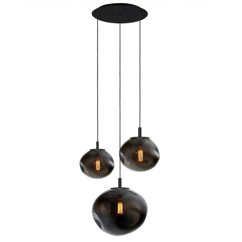 Lampa wisząca Avia Black Kaspa | Szklana, 3 punktowa, 45cm