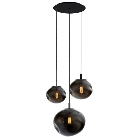 Lampa wisząca Avia Black Kaspa | Szklana, 3 punktowa, 45cm