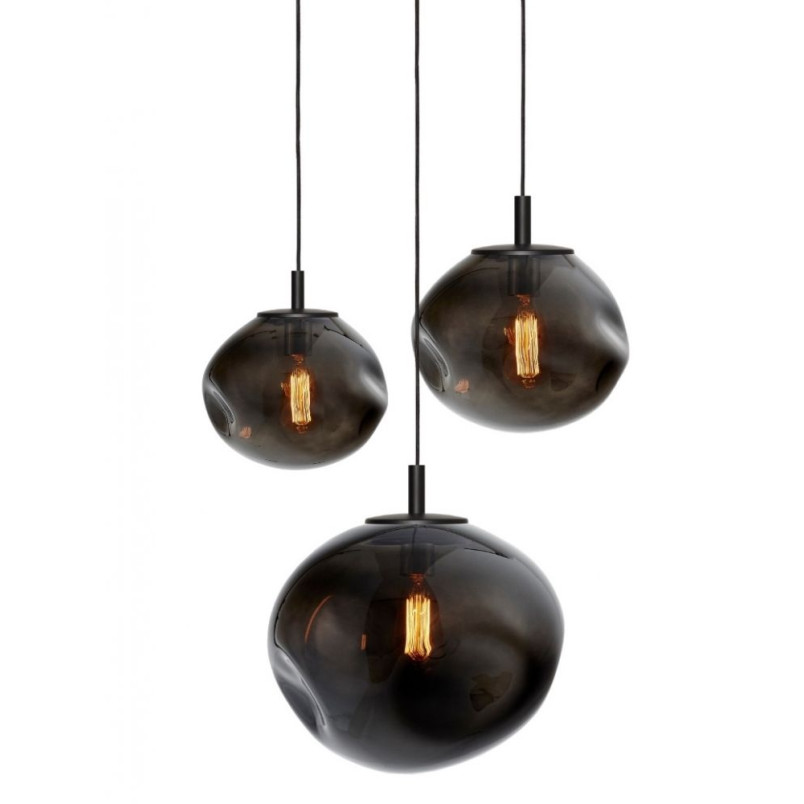 Lampa wisząca Avia Black Kaspa | Szklana, 3 punktowa, 45cm