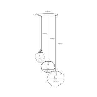 Lampa wisząca Avia Black Kaspa | Szklana, 3 punktowa, 45cm