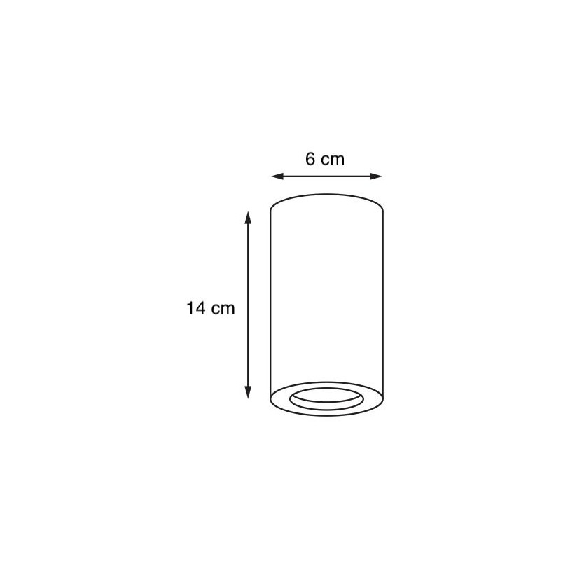 Lampa spot tuba Barlo Kaspa | Downlight czarny 6x14cm