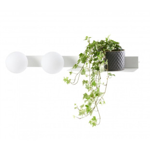 Kinkiet Botanica Deco: 2 szkła, półka, biały - Kaspa