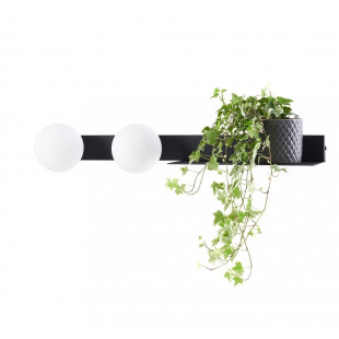 Kinkiet Botanica Deco Kaspa | 2 kule, półka | Biały/Czarny
