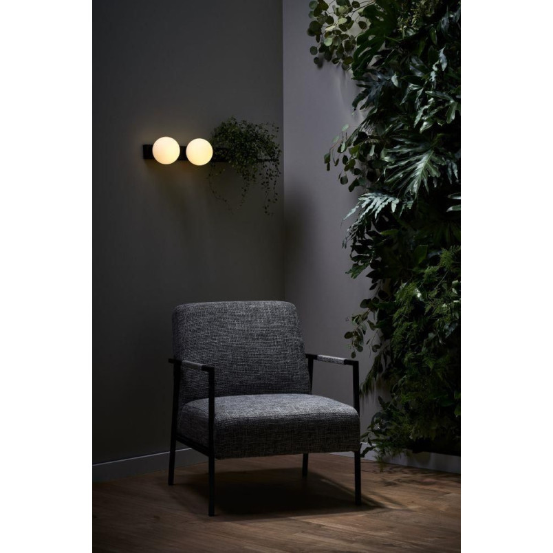 Kinkiet Botanica Deco Kaspa | 2 kule, półka | Biały/Czarny